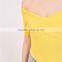 Elasticated knit crossover shape V-neck short sleeves strapless tank