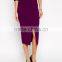 Clothing manufacturer front split high waist pure color long skirt