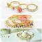 Set Of 3 Gold Plating Flower Cyrstal Alloy Pearl Rings