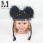 Wholesale Double Raccoon Fur Poms Cap Kids Hat With Fur Pom Pom