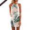 Hot Wholesale printed sleeveless mature women sexy mini dress