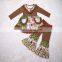 YIFAN Western Little Girl Set Autumn Baby Clothes Flower Cartoon Printed Ruffle Baby Girl Boutique Outfits