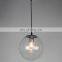 Clear glass ball pendant ceiling light for bedroom