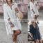 Wholesale custom fashion casual women's trend loose cotton and linen V-neck mid-length plus size dress