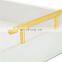 New Trend Home Decorative Table Decor Navy Blue Rectangle Metal Polished Handle Wooden Tray Food Party Wood Serving Tray