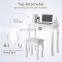 Vanity Table Makeup Table Set Dressing Table with Stool and Oval Mirror White Makeup Dresser with Mirror