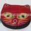 Fancy Coin pouch pure leather Cat design Zip gift purse mini slim bag