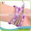 Colorful Crystal Stone Beads 5 Wrap On Brown Leather Multilayer Bracelet
