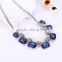 Fashion Elegant Big 7 Rectangle Rhinestone with Tiny Austrian Crystal Round Statement Necklace & Pendant for Women Girls Jewelry