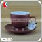 red colored biscuit ceramic tea cup and saucer,custom printed coffee cup and saucer