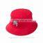 Red Flat Embroidered Cotton Bucket Cap