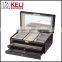 Mirrored jewelry storage box with 2-tier, compartments and key lock