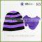 pink wholesale women's knit hat and scarf sets knit hat with ball top