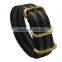 Black Gray Stripe Color PVD Gold 24mm Zulu Watch Strap