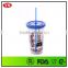 16oz bpa free double wall acrylic tumbler with straw and insert