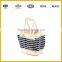 Women Shopping Bag Cotton Canvas Stripes Tote Handbag