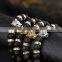 Buddhism style bangle jewelry 2016 silver lion with obsidian beads bracelet men
