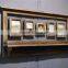 antique decorative wooden wall shlef with double-glass and hooks
