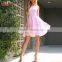 Ladies Dinner Party Dress Pink Lace Up Back Skater Dress