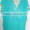 AQUA BLUE EMBROIDERED georgette CAFTAN kaftan tunic poncho Zip cover up
