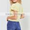 MGOO High Quality Bulk Blank Elegant T-shirts Lady Fitness Two-Layer Ruffle Sleeve T Shirt