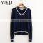 Popular Girl v-neck school uniform knit pullover for high school students
