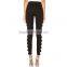 High waisted cut out design fashion ladies distressed workout leggings