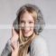High Quality Cute Gray Color Real Rex Rabbit Fur Earmuff With Bow