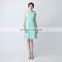 Elegant Modern Latest Chiffon Jewel Zipper Ruffles Sleeveless Knee-length A Line Hollow Evening Dresses
