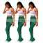 Women Wholesale Mid Waist Color Block Skinny Joggers Solid Color Casual Stacked Trousers Flared Pants