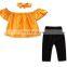 Summer Girls Clothes Sets Children's Clothing Fashion Girl Shirt Black Top+Striped Pants Suits 2019 Kids Clothing 2pcs