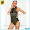 Custom Wholesale 2016 Olive Green Lady Zip Front One-Piece Swimwear