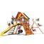 Children Wood Tree House Swing Slide with Climbing Wall Manufacturer Supply Kids Wooden Playground Outdoor Game for Sale