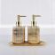 Luxury 3pcs Golden Bathroom Accessories Sets woith Ceramic Lotion Dispenser and Tray