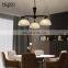 HUAYI Spot product  certification Brown Iron Modern Chandelier with Glass Shade E27/E26 Wedding Hotel Lobby pendant lamp