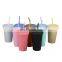 Coloured Plain Logo Cheap Beer White Pink Lid Plastic Wholesale Customized Coffee Cup Tumbler Straw