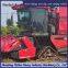 Corn harvester modified with triangular track wheel anti sinking half chain rail