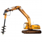 Excavator to Spiral Drilling Machine Drilling holes in the foundation of utility poles