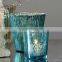 blue color wax clear votive glass candle holder