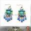 Blue And Yellow Acrylic Stones Crystal Chandelier Earrings