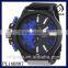 Fashion Chronograph Black PVD Steel Mens Watch Blue Dial