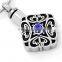 Wholesale Memorial Jewelry Stainless Steel Cremation Ash Urn Rhomboic Box with Blue Diamond Ancient Noble Long Necklace Pendant