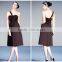 2015 One Shoulder Knee Length Chiffon Chocolate Bridesmaid Dress HA-142