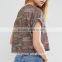 digital printing fabric all over camo printed t-shirt wholesale rolled sleeve women crop top military style shirt                        
                                                                                Supplier's Choice