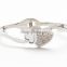 Classic tricolor stainless steel open crystal bangle heart jewelry wedding for women