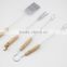 3-Piece Stainless Steel Barbecue Tool Set With Round Wood Handle
