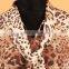 2015 Autumn Long Sleeve run-down Collar Bow Sling Leopard Printed Chiffon Blouse made in Sinkar
