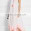 Holiday Sexy Cotton-Crepon Maxi Dress Backless Long Beach Dresses With Colorful Pink Embroidery Tasseled Ties 2016 HSD5840