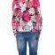 2015 New Fashion Round Neck Floral Printed Long Sleeve Polo Womens T-shirt Wholesale
