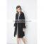 2018 fashion women classical black plain collar belted long trench coat